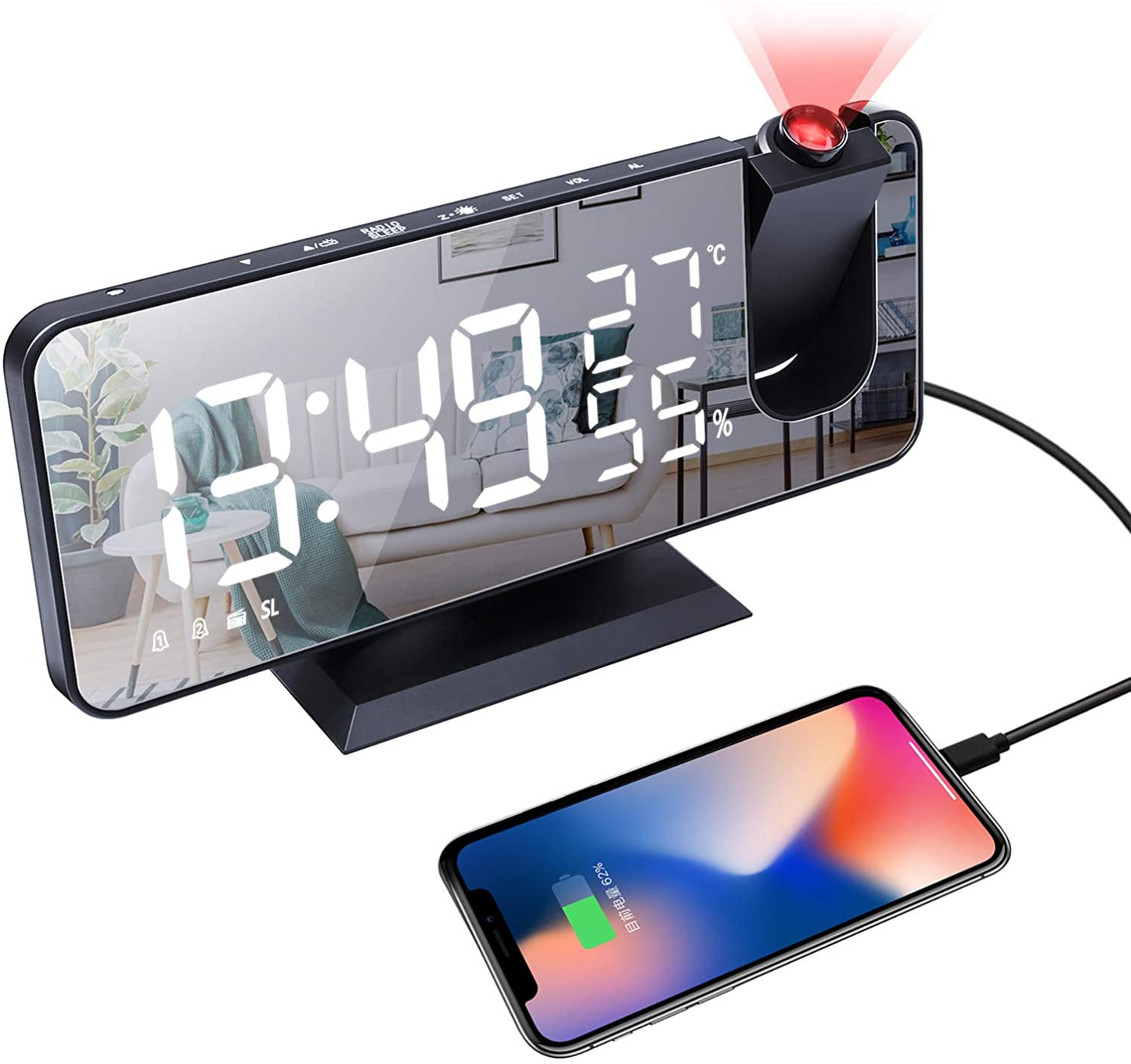 LED Projection Digital Alarm Clock Phone Charger (Copy)