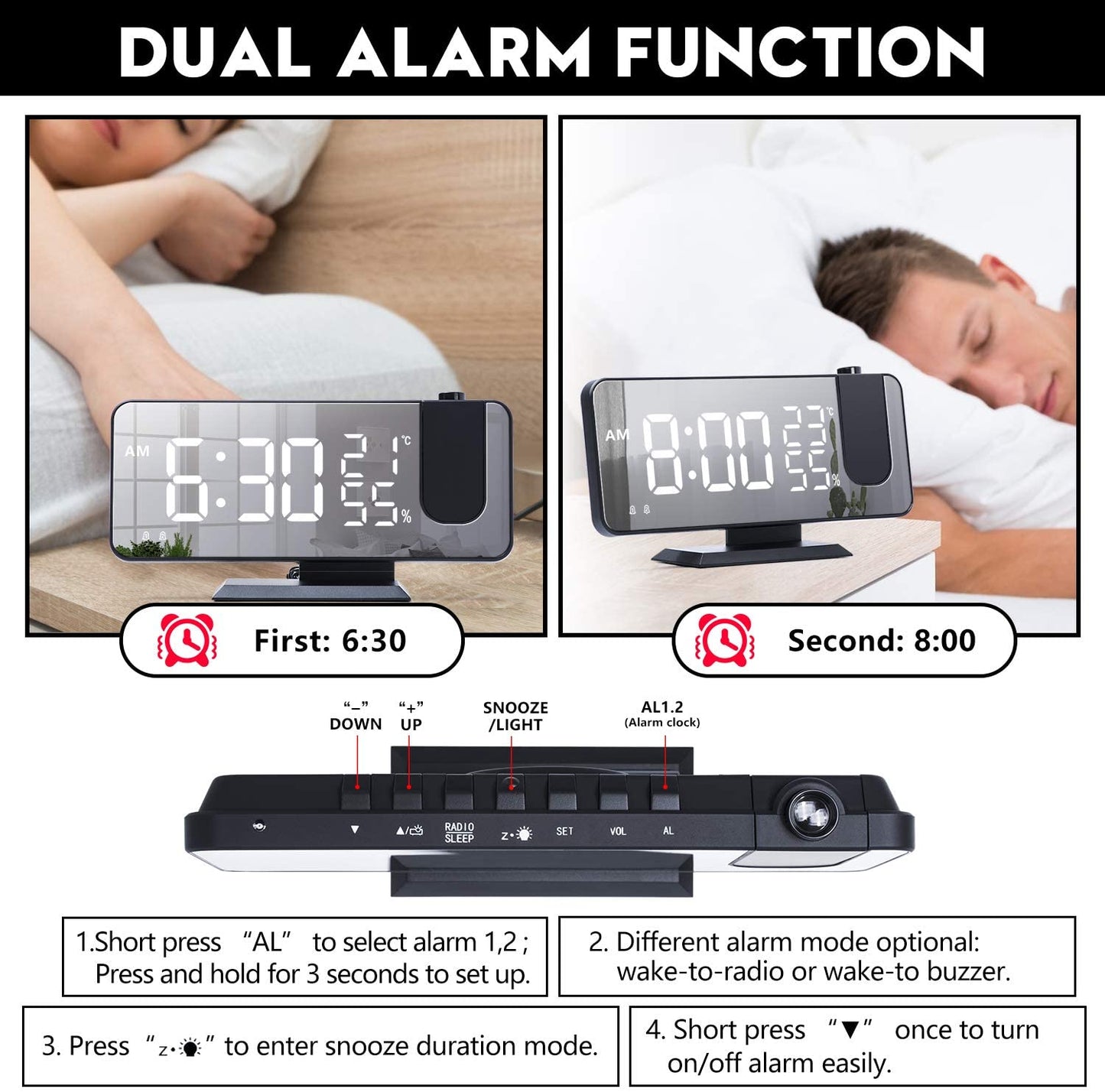 LED Projection Digital Alarm Clock Phone Charger (Copy)